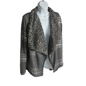 Thread & Supply Sherpa Lined Open Front Oversized Cardigan Gray White Small